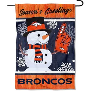 Denver Broncos Holiday Winter Snow Garden Flag Double Sided Banner