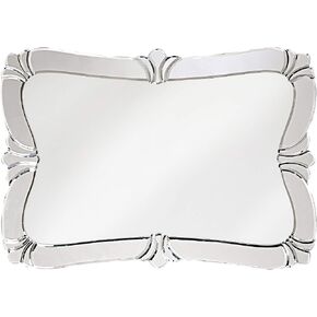 Howard Elliott 11009 Messina Fleur de Lis Ornate Rounded Rectangular Wall Vanity Mirror,Silver