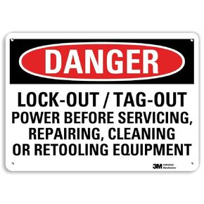 SmartSign “Danger - Lock-Out/Tag-Out Power Before Servicing, Repairing, Cleaning Or Retooling Equipment" Sign | 10" x 14" 3M Reflective Aluminum