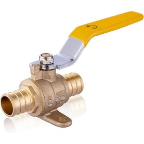 3/4-Inch PEX Ball Valve with Drop Ear,PEX Full Port Shut-off Valve,3/4" Brass Ball Valves for Pipe System(2Pack,Yellow Handle)
