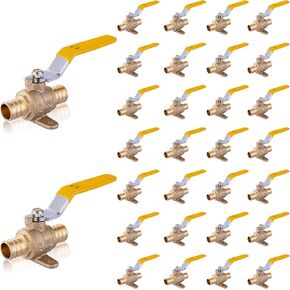 صمام كروي PEX مقاس 3/4 بوصة مع أذن متدلية، صمام إغلاق كامل المنفذ PEX، صمامات كروية نحاسية مقاس 3/4 بوصة لنظام الأنابيب (عبوتان، مقبض أصفر) in Kuwait