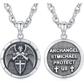 YueYuan Jesus Necklace for Men 925 Sterling Silver Blue Opal Jesus Pendant Christian Jewelry Religious Gifts for Father's Day Graduation