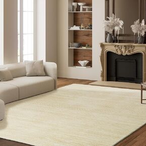 HOMBYS 8x10ft Thickened Memory Foam Area Rug for Living Room Bedroom, Large Modern Abstract Floor Carpet for Indoor, Boho Home Deco Non-Shedding, Khaki, Machine Washable