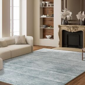 HOMBYS 8x10ft Thickened Memory Foam Area Rug for Living Room Bedroom, Large Modern Abstract Floor Carpet for Indoor, Boho Home Deco Non-Shedding, Khaki, Machine Washable