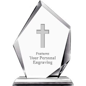 Religious Cross Apex Crystal Award, 6" H Custom Engraved Religious Cross Award, Engraving Included Prime