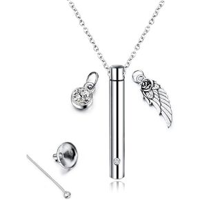 fomissky-sisa Cremation Jewelry Urn Necklaces for Ashes for Women Men, Stainless Steel Keepsake Ashes Necklace Mini Urns for Human Pet Ashes Memorial Gifts