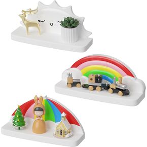 Veluckin Floating Shelves for Kids Room Nursery Wall Decor Display Compact Style for Livingroom Bedroom Bathroom，3 Pack，C1