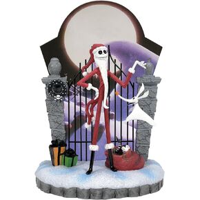 Enesco Disney Showcase The Nightmare Before Christmas Santa Jack with Gate Scene Lit Figurine, 10 Inch, Multicolor