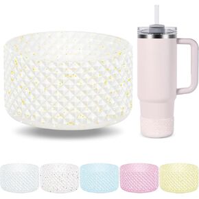Desing Wish Glitter Diamond Silicone Boot Compatible with 20-40oz Stanley Tumbler Cup, Anti Hitting Water Bottle Boot for 12-24oz Hydr0 Flask, Thermoflask, Iron Flask 2.83'' Width