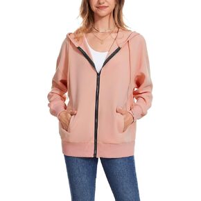 Women Long Sleeve Lightweight Zip Up Sweatshirts Y2K Oversized Hoodies Jackets With Pockets in Saudi Arabia