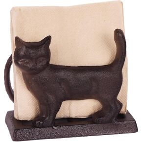 Vintage Cast Iron Napkin Holder - Rustic Cat Design, Decorative Napkin Storage for Kitchen, Dining Table, Farmhouse, and Rustic Decor (Cat)