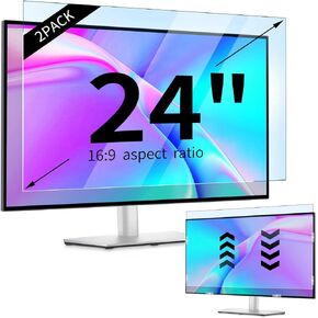 IPROKKO 【2 Pack】 24 inch Anti-Blue Light monitor Screen Protector for 16:9 Widescreen,Removable Anti Glare Blue Light Blocking Screen Filter，LED PC Anti-UV Eye Protection Filter Film