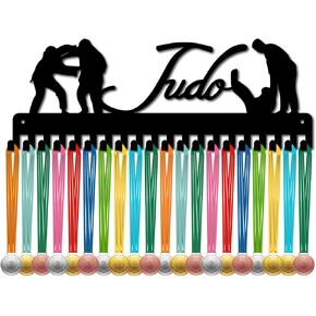 CREATCABIN Judo Medal Holder Display Medal Hangers Sports Frame Wall Mount Rack Iron Hooks Judo Belt Medal Hanger Organizer for Hanging Over 60 Medals Badges Wrestling Throwing Medalist 15.7 x 5.9Inch