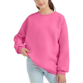 EXARUS Girls Oversized Sweatshirts Hoodie Full/Half Zip Crewneck Pullover Long Sleeve Pocket Casual School for Kids