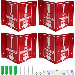 Haploon 4 Pcs Fire Extinguisher Signs with Down Arrow Fire Extinguisher Signs with Pre Drilled Mounting Holes Wall Mount Fire Safety Sign is Suitable for Various Public Places