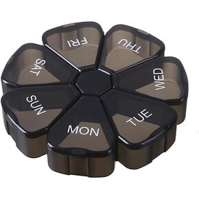 Weekly Pill Organizer, Arthritis Friendly, BPA Free Travel 7 Day Daily Pill Box Meds Case, Large Compartment Vitamin Dispenser Reminder to Hold Cod Liver Oil, DHA, Supplements and Medication