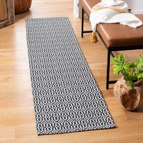 SAFAVIEH Augustine Collection Runner Rug - 2' x 8', Black & Light Grey, Geometric Design, Non-Shedding & Easy Care, Ideal for High Traffic Areas in Living Room, Bedroom (AGT411H)