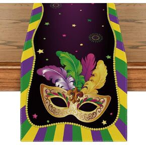 Mardi Gras Table Runner New Orleans Brazi Carnival Table Cover Fat Tuesday Decor Mardi Gras Decorations for Home Table