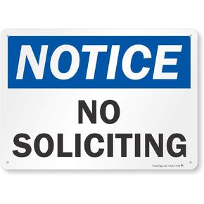"Notice - No Soliciting" Sign by SmartSign | 10" x 14" Aluminum