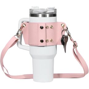 حامل بهلوان مع حزام، حامل أكواب قهوة جلدي قابل لإعادة الاستخدام، أكياس مشروبات زجاجات المياه المتوافقة مع in Kuwait