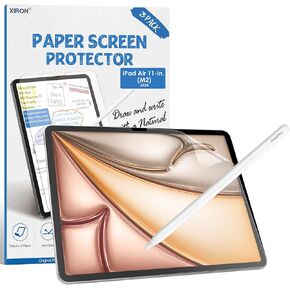 XIRON 3-Pack Paper Screen Protector for iPad Air 11 inch (M2), Matte PET Screen Protector for iPad Air 11" 2024, Like Writing and Drawing on Paper, Anti-Glare & Anti-Scratch