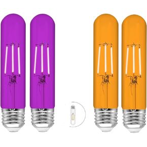 2 Pack T10 Filament LED Purple Light Bulbs – E26 Base 6W 60 Watt Equivalent Vintage LED Purple Bulb LED Decorative Lighting Purple LED Bulb for Party Decoration, Porch, Home, Halloween Light Bulbs