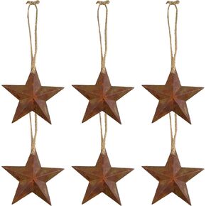 Rustic Metal Wall Hanging Star Country Patriotic Ornament, 5 1/2 Inch, Pack of 6 in Saudi Arabia