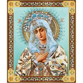 Needzo Extreme Humility Virgin Mary Orthodox Icon, Gold Foil Cross on Back, Religious Home Decor, 3 x 2.5 Inches