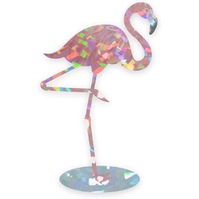 Applicable Pun Shiny Pink Flamingo - Fractal Hologram Vinyl Decal 4 inch