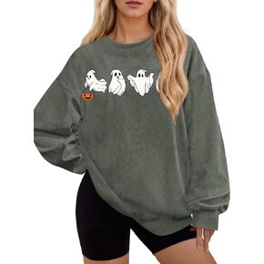 زي الهيكل العظمي للهالوين G وPL المتوهج في الظلام للنساء، سترة جرافيك كبيرة الحجم، بلوفر للموسم المخيف in Kuwait