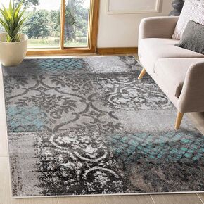 Superior Bristol Collection Area Rug, 8mm Pile Height with Jute Backing, Chic Geometric Damask Patchwork Design, Fashionable and Affordable Woven Rugs - 5' x 8' Rug, Beige & Brown