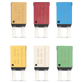 Auto Reset Fuse E71 E77 Mini ATM Automatic Circuit Breaker Fuse T1 5A 10A 15A 20A 25A 30A Fit for Automotive Boat Marine RV Truck 6Pcs Mixed
