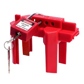 Ball Valve Lockout with Safety Padlock, Adjustable Ball Valve Lockout Device, Faucet Locks Outdoor, Water Spigot Lock, Red, ABS Material, Suitable for 1/2"-2-1/2" Diameter Outside Pipe,1 Set