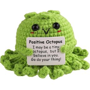 TOYMIS Positive Octopus, Mini Knitted Octopus Doll Funny Positive Life Potato Crochet Octopus with Encouragement Card Emotional Octopus Support Knitted Doll for Home Decoration Gift (Pink)