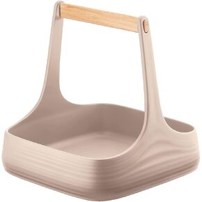 Guzzini Tierra 8.6" Table Caddy with Handle - Taupe | 100% Recycled Plastic - Unbreakable, BPA-Free | All-Purpose for Art Craft Supplies, Makeup, Kitchen Condiments, Makeup, Bathroom, Cleaning