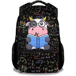 Mercuryelf Cow Backpack for Girls Boys, 16 Inch Light Backpacks for School Travel, Aesthetic Lightweight Bookbag for Kids