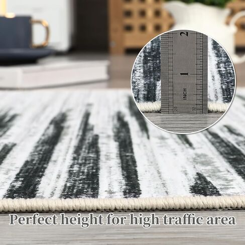 Washable Runner Rug 2x6 Runner Modern Geometric Rug Striped Non Slip Kitchen Rugs Entryway Rug Blue Linear Soft Bathroom Rugs Stain Resistant Carpet for Hallway Laundry Blue 2'x6' in Saudi Arabia