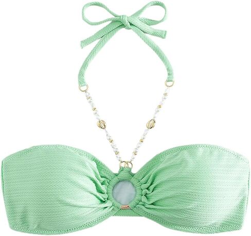 Women's Bandeau O Ring Halter Bikini Top Sleeveless Wireless Bra Bathing Suit Tops in Saudi Arabia