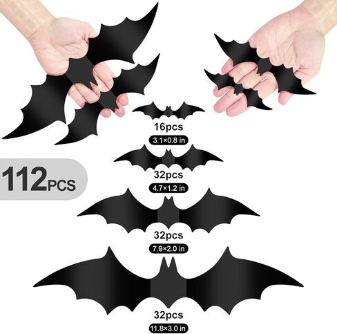 Halloween Decoration Bat 56 Pcs 3D Halloween Bats Wall Decor Stickers, Halloween Party Supplies, Halloween Wall Bats Stickers Decorations for Indoor Outdoor DIY Home, Window, Door, or Room Decor in Saudi Arabia