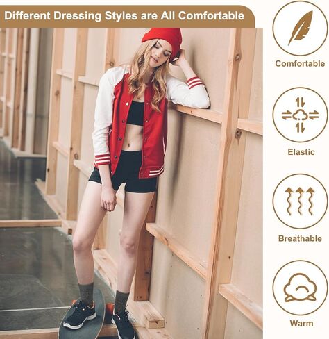 Justay 5 Pairs Slouchy Socks for Women - Knit Cotton Tube Cute Knee High Boot Long Scrunch Slouch Socks Gifts in Kuwait