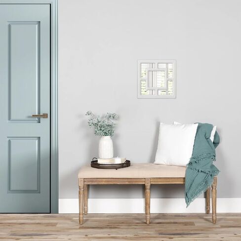 Farmhouse Squares Small Window Mirror Wall Decor Living Room 11.8", Hanging Distressed White Rustic Wood Frame Bedroom Wall Mirror Decor, Handmade Vintage Decorative Entryway Mirror in Saudi Arabia
