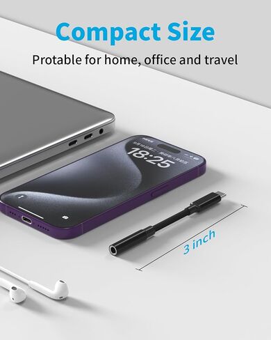 3 عبوات USB C إلى 3.5 ملم محول مقبس سماعة الرأس لهاتف iPhone 15/15 Pro/15 Pro Max/15 Plus، سلك كابل Aux Dongle من النوع C متوافق مع iPad وSamsung Galaxy S24/S23/S23/S22/S21Ultra وNote وMacBook بكسل in Saudi Arabia