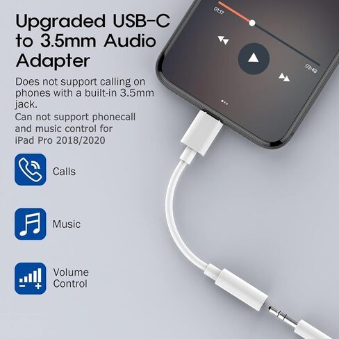 3 عبوات USB C إلى 3.5 ملم محول مقبس سماعة الرأس لهاتف iPhone 15/15 Pro/15 Pro Max/15 Plus، سلك كابل Aux Dongle من النوع C متوافق مع iPad وSamsung Galaxy S24/S23/S23/S22/S21Ultra وNote وMacBook بكسل in Kuwait