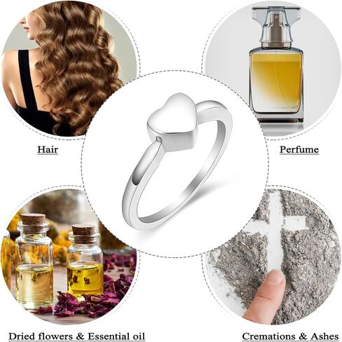 Heart Shape Urn Ring for Ashes for Women Men Finger Ring Memorial Jewelry for Loved Ones Ashes with Filling Kits in Saudi Arabia