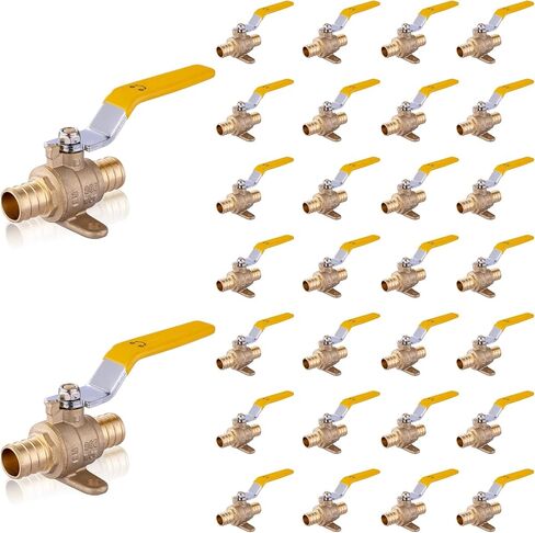 صمام كروي PEX مقاس 3/4 بوصة مع أذن متدلية، صمام إغلاق كامل المنفذ PEX، صمامات كروية نحاسية مقاس 3/4 بوصة لنظام الأنابيب (عبوتان، مقبض أصفر) in Kuwait