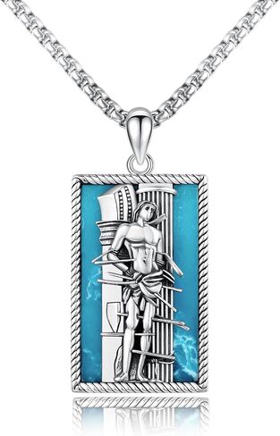 YueYuan Jesus Necklace for Men 925 Sterling Silver Blue Opal Jesus Pendant Christian Jewelry Religious Gifts for Father's Day Graduation in Saudi Arabia