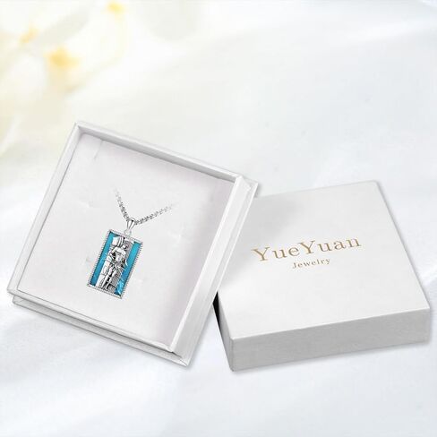 YueYuan Jesus Necklace for Men 925 Sterling Silver Blue Opal Jesus Pendant Christian Jewelry Religious Gifts for Father's Day Graduation in Saudi Arabia