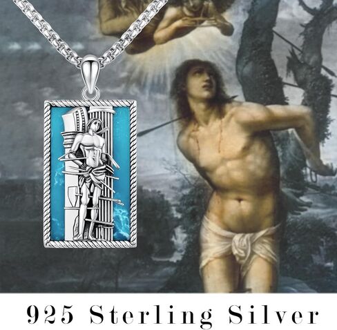 YueYuan Jesus Necklace for Men 925 Sterling Silver Blue Opal Jesus Pendant Christian Jewelry Religious Gifts for Father's Day Graduation in Saudi Arabia