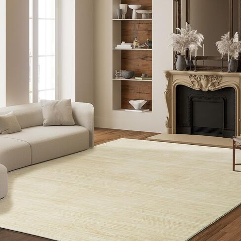 HOMBYS 8x10ft Thickened Memory Foam Area Rug for Living Room Bedroom, Large Modern Abstract Floor Carpet for Indoor, Boho Home Deco Non-Shedding, Khaki, Machine Washable in Saudi Arabia