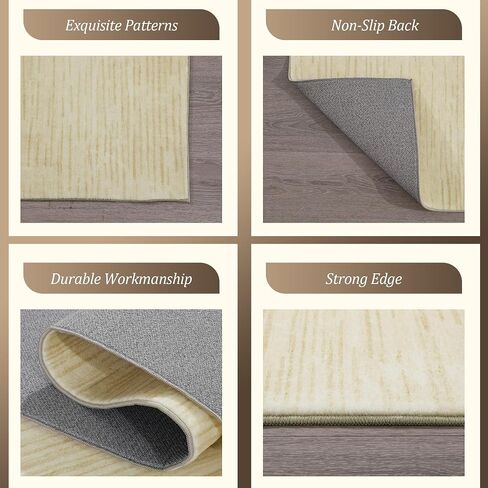 HOMBYS 8x10ft Thickened Memory Foam Area Rug for Living Room Bedroom, Large Modern Abstract Floor Carpet for Indoor, Boho Home Deco Non-Shedding, Khaki, Machine Washable in Saudi Arabia